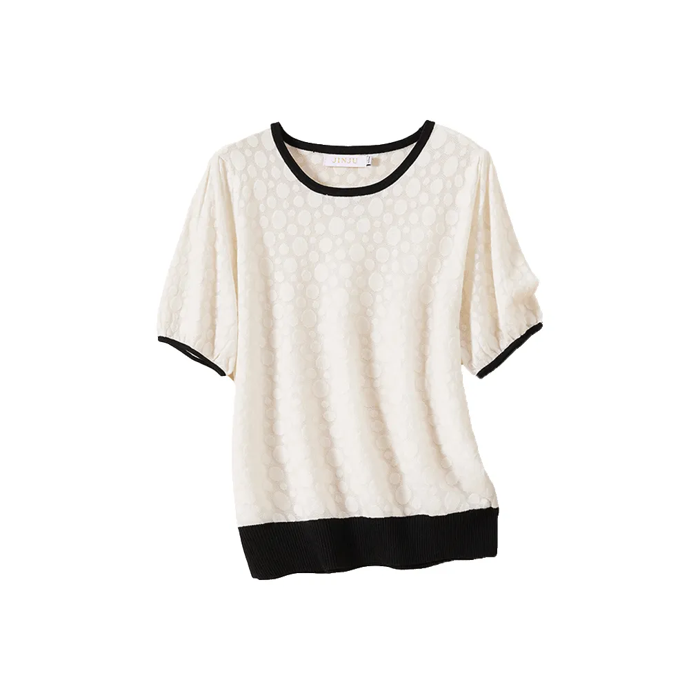JINJU Рукав-буф Т-рубашка Женская