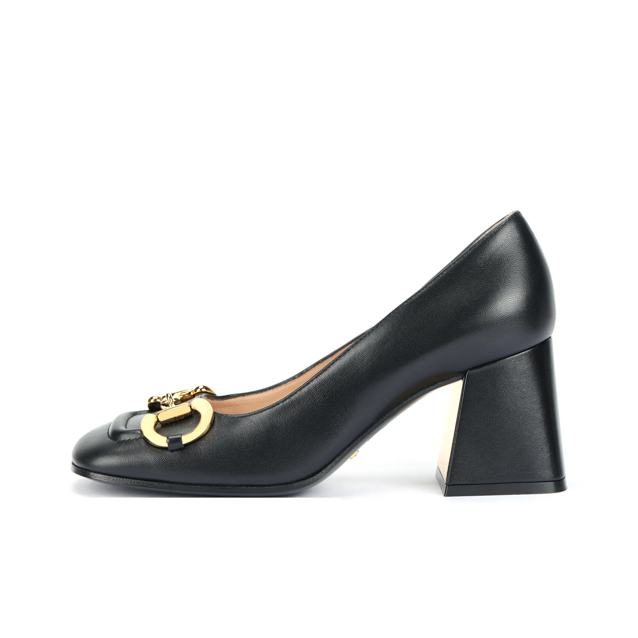 GUCCI Horsebit 75mm Pump Black Leather Women's