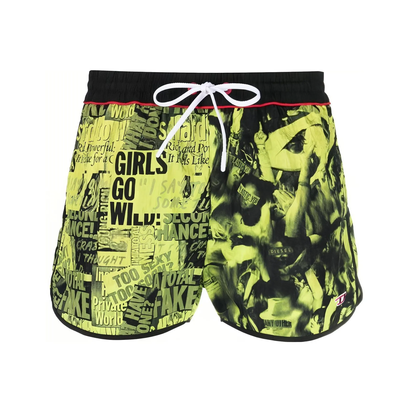 DIESEL Fluorescent Yellow Men's Casual Shorts DIESEL Флуоресцентные Желтые Мужские Повседневные Шорты