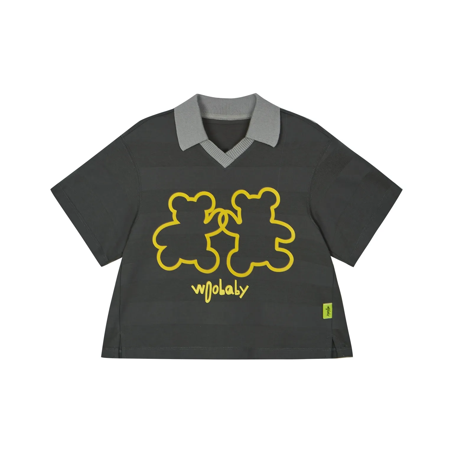 Woobaby T-рубашка PAT Медвежонок Серые полосы для детей 3-7 лет