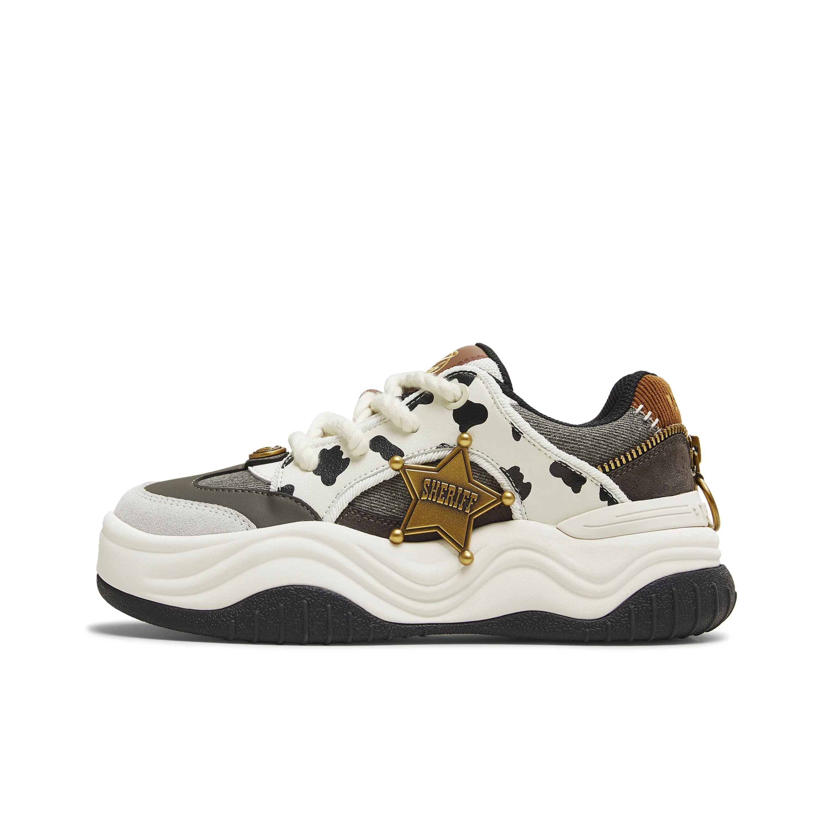 Disney x Teenmix Вуди Корова Обувь Устойчивая к истиранию Низкий Топ Скейтборд Кроссовки Женские Серый