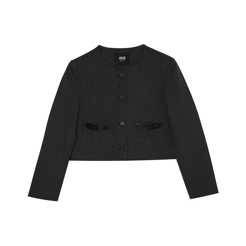 UIIJII Современный серый женский короткий пальто