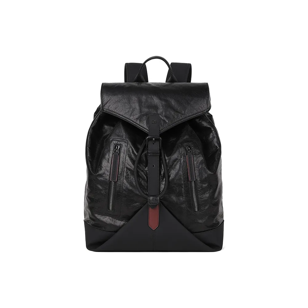 PIERRE CARDIN Коровья кожа Пэчворк с синтетической кожей Wa ткань Рюкзак Большой Мужской Черный