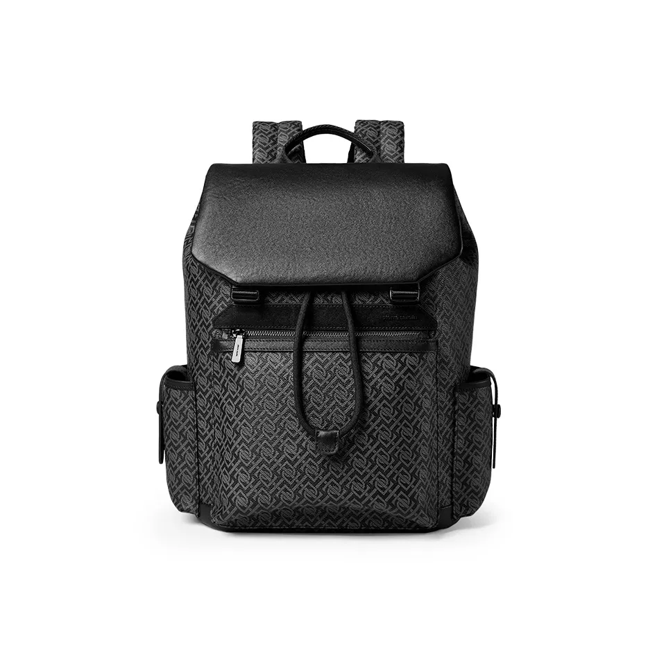 PIERRE CARDIN PVC Monogram Backpack Men's Black