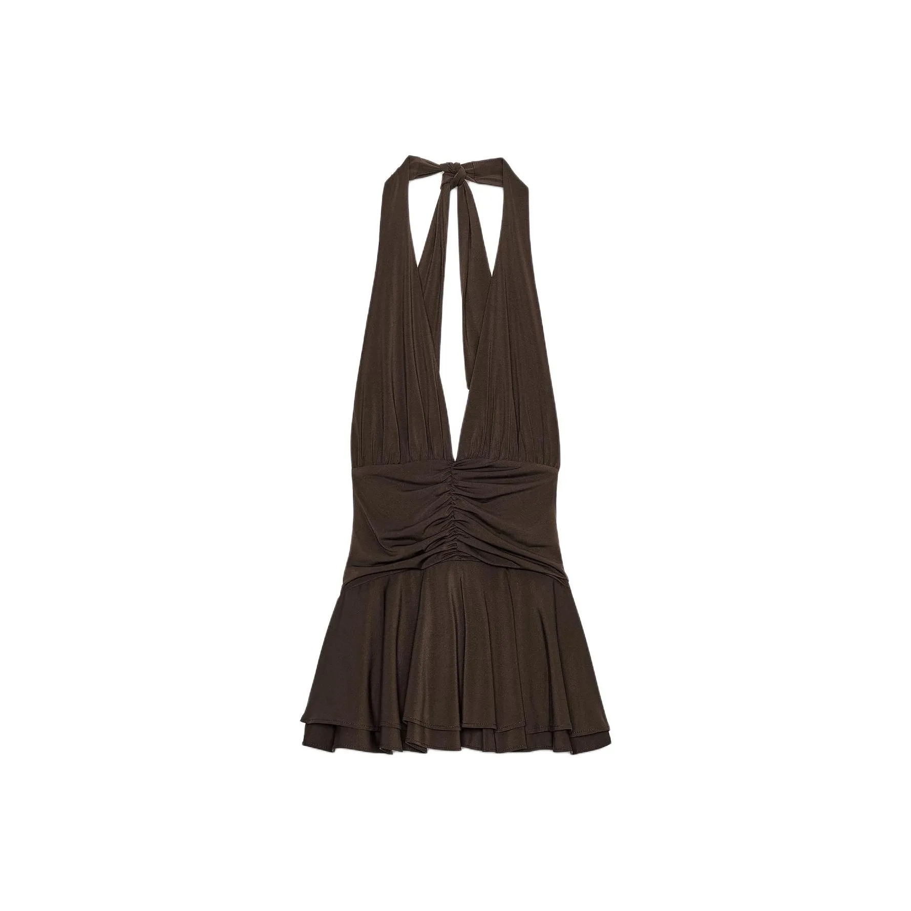 ZARA Темно-коричневый женский слип-платье