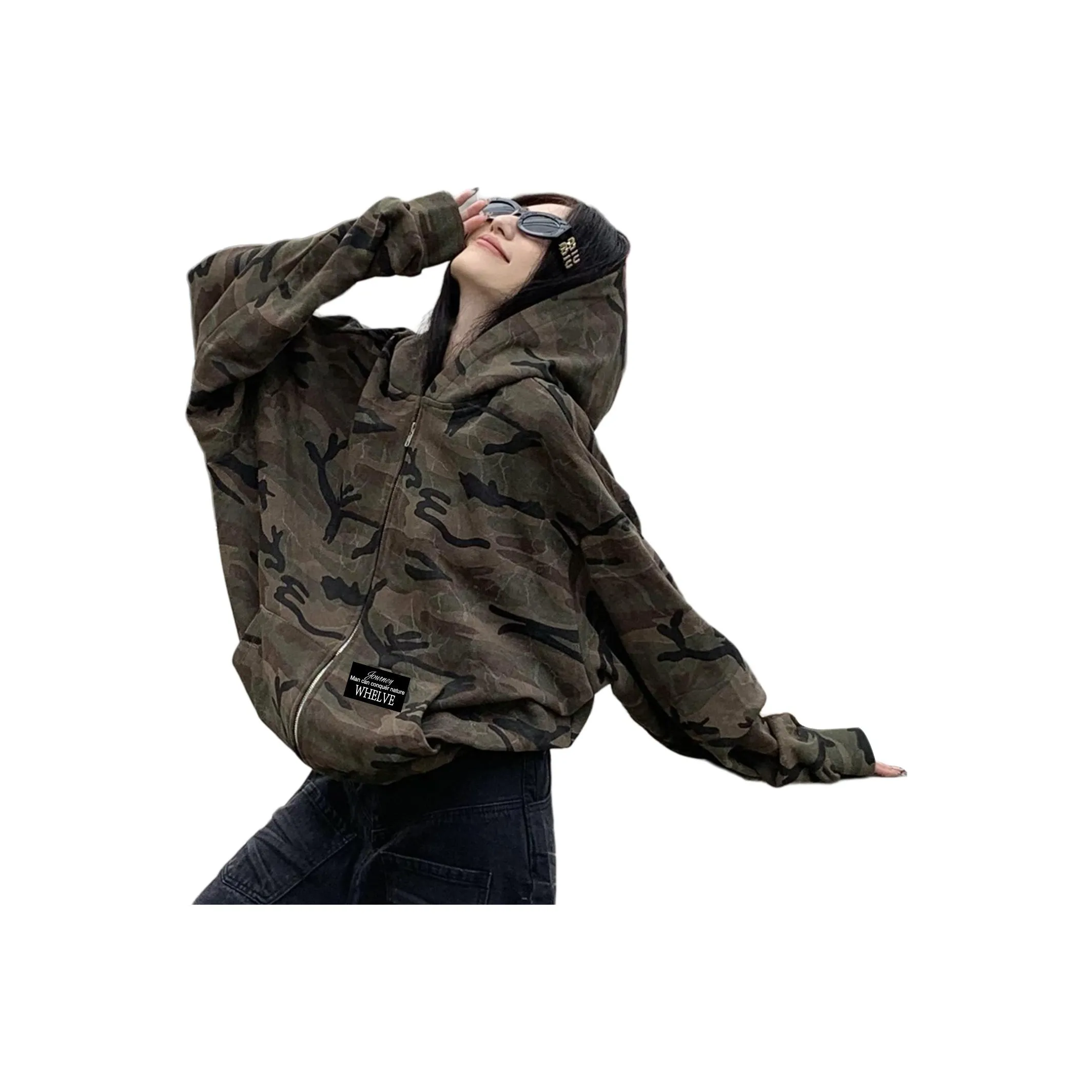 WHELVE Камуфляж [Флис с подкладкой, улучшенный] Унисекс Свитшоты