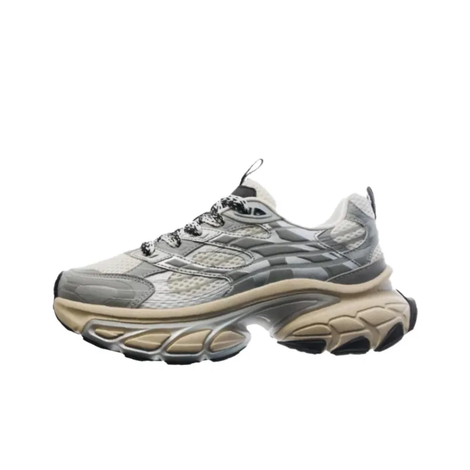 ANTA Fuyao Амортизаторы Shock Slip-resistant Низкий топ Толстая подошва Кроссовки Мужские Белый Серебристый Серый