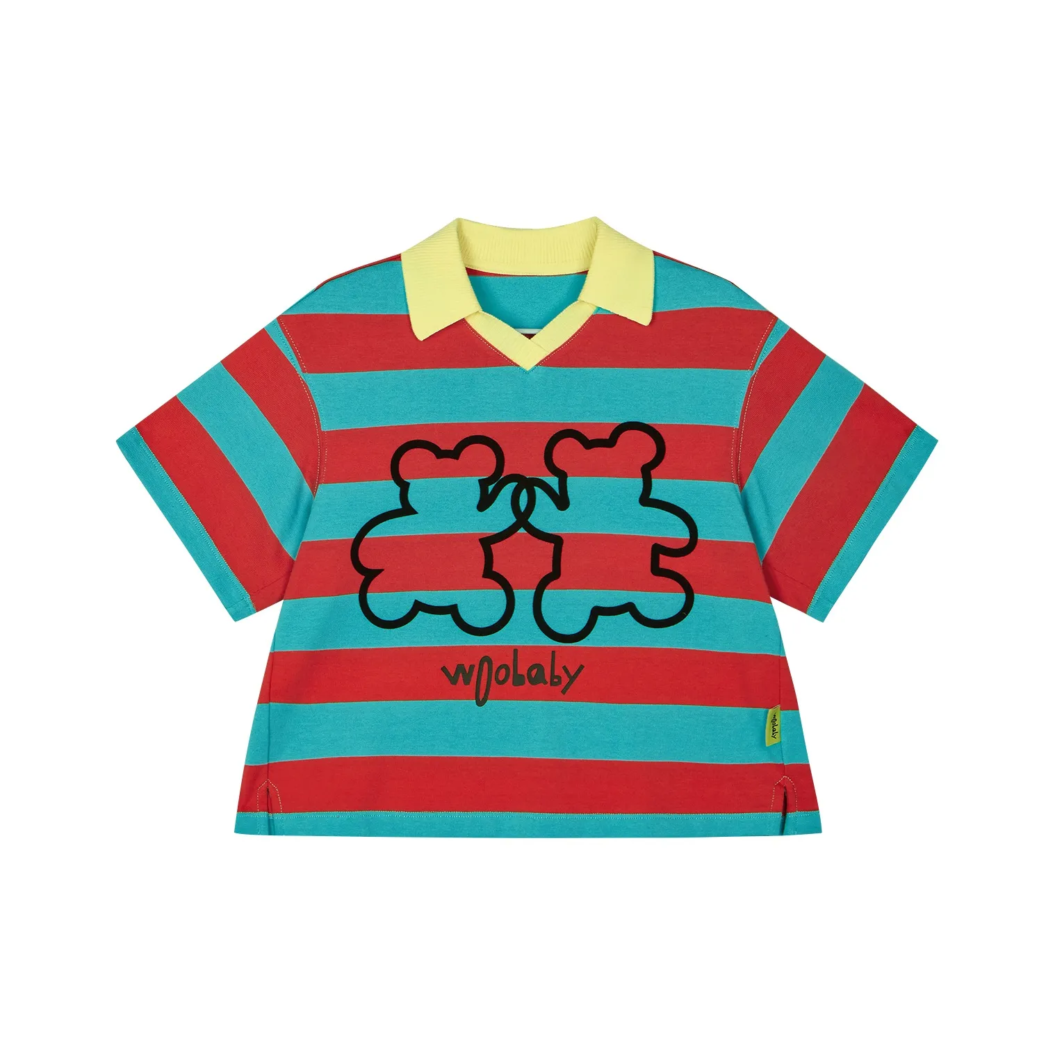 Woobaby T-рубашка PAT Медведь Синий Полосы Дети Возраст 3-7 лет