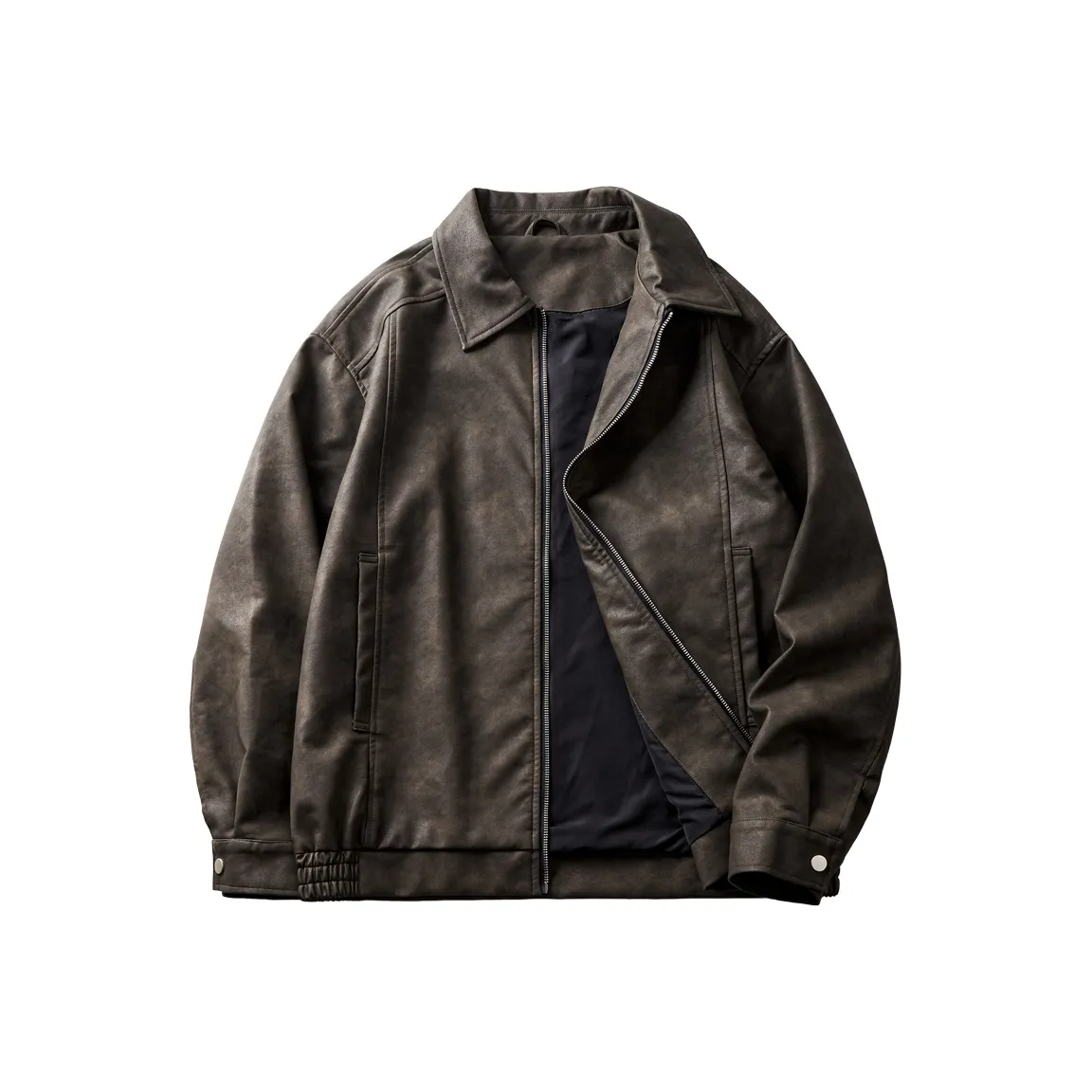 HZWH Зеленый Мужской Кожаные куртки