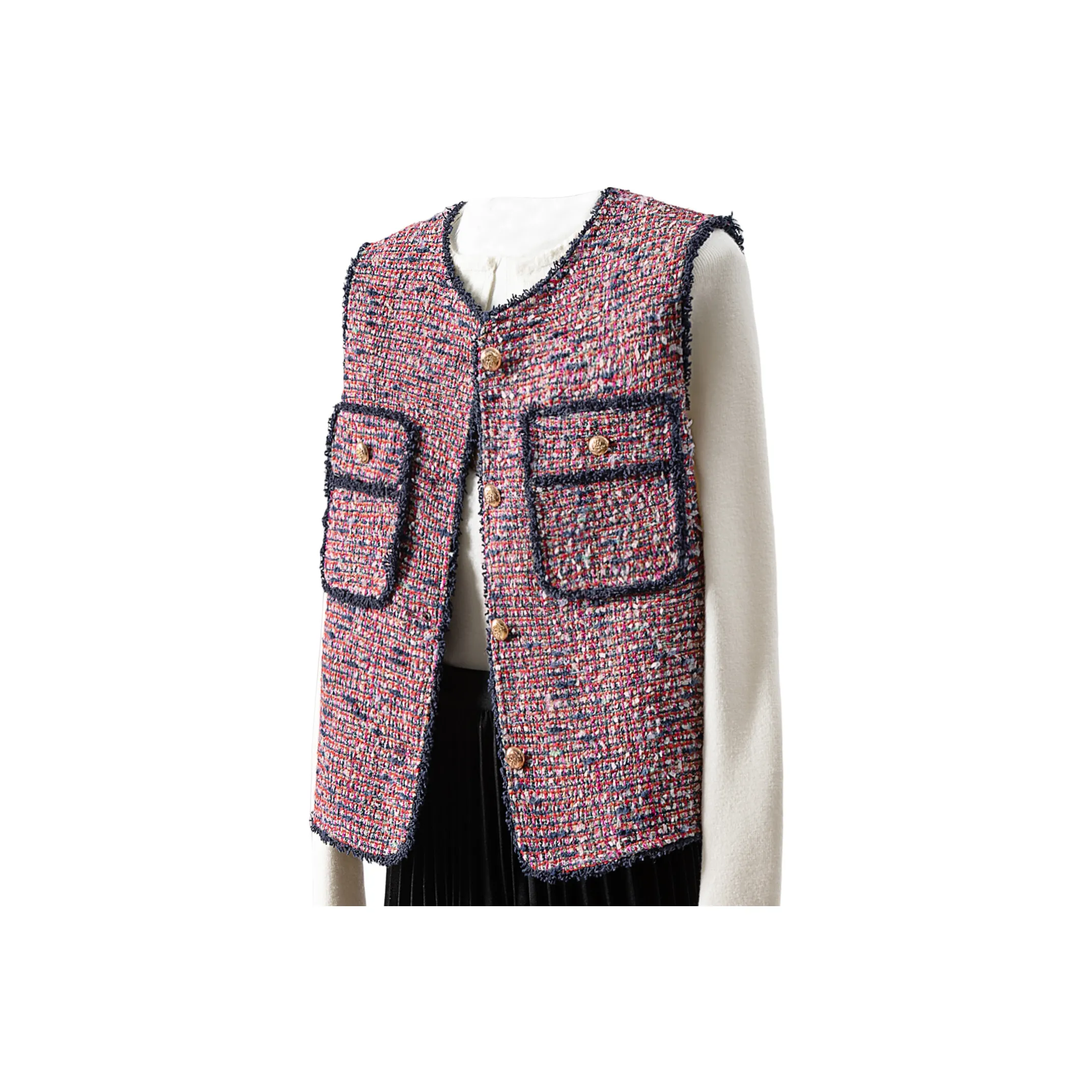 SIBAISHE Темно-синий красный клетчатый женские жилеты