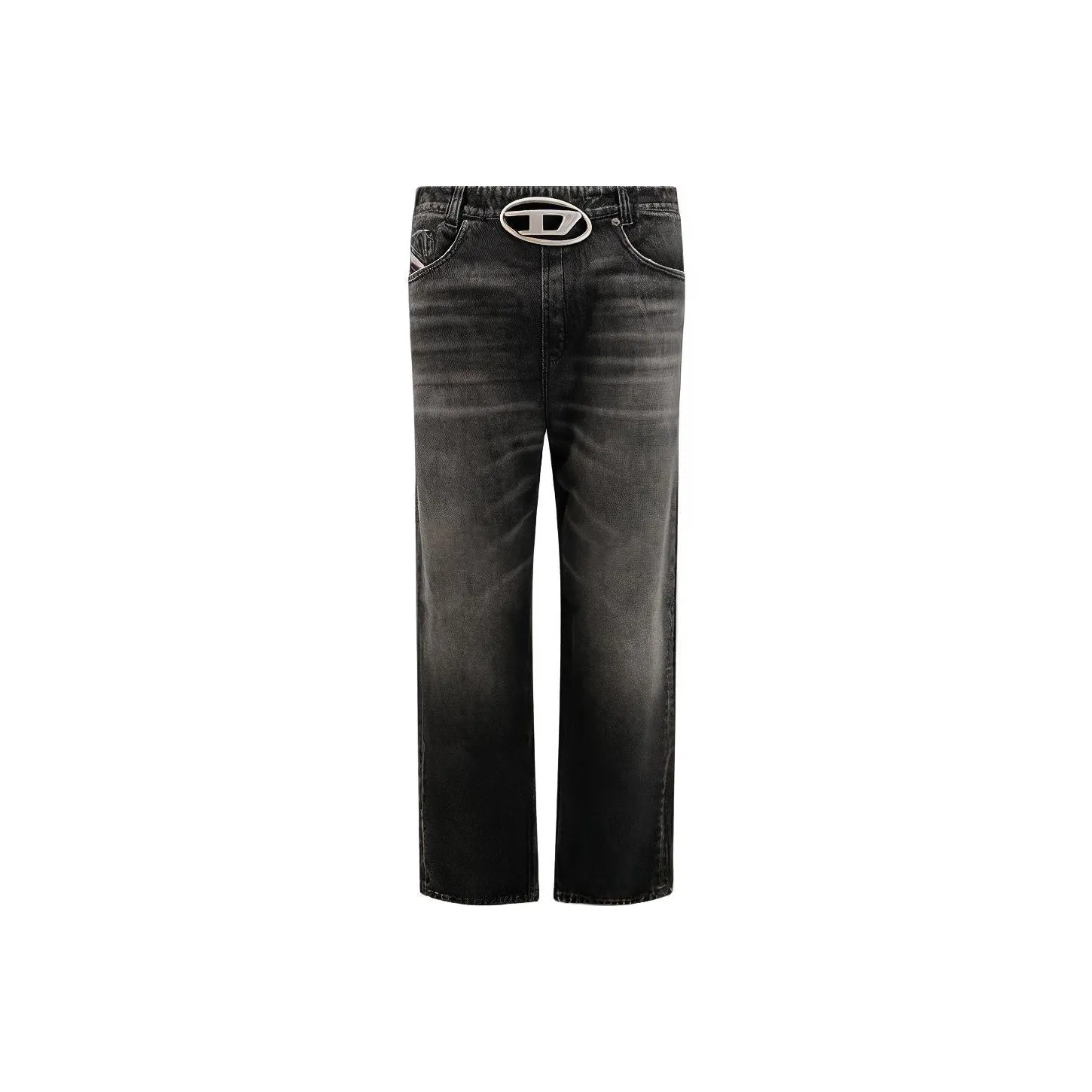 DIESEL Oval D Logo Plaque Straight Leg Jeans