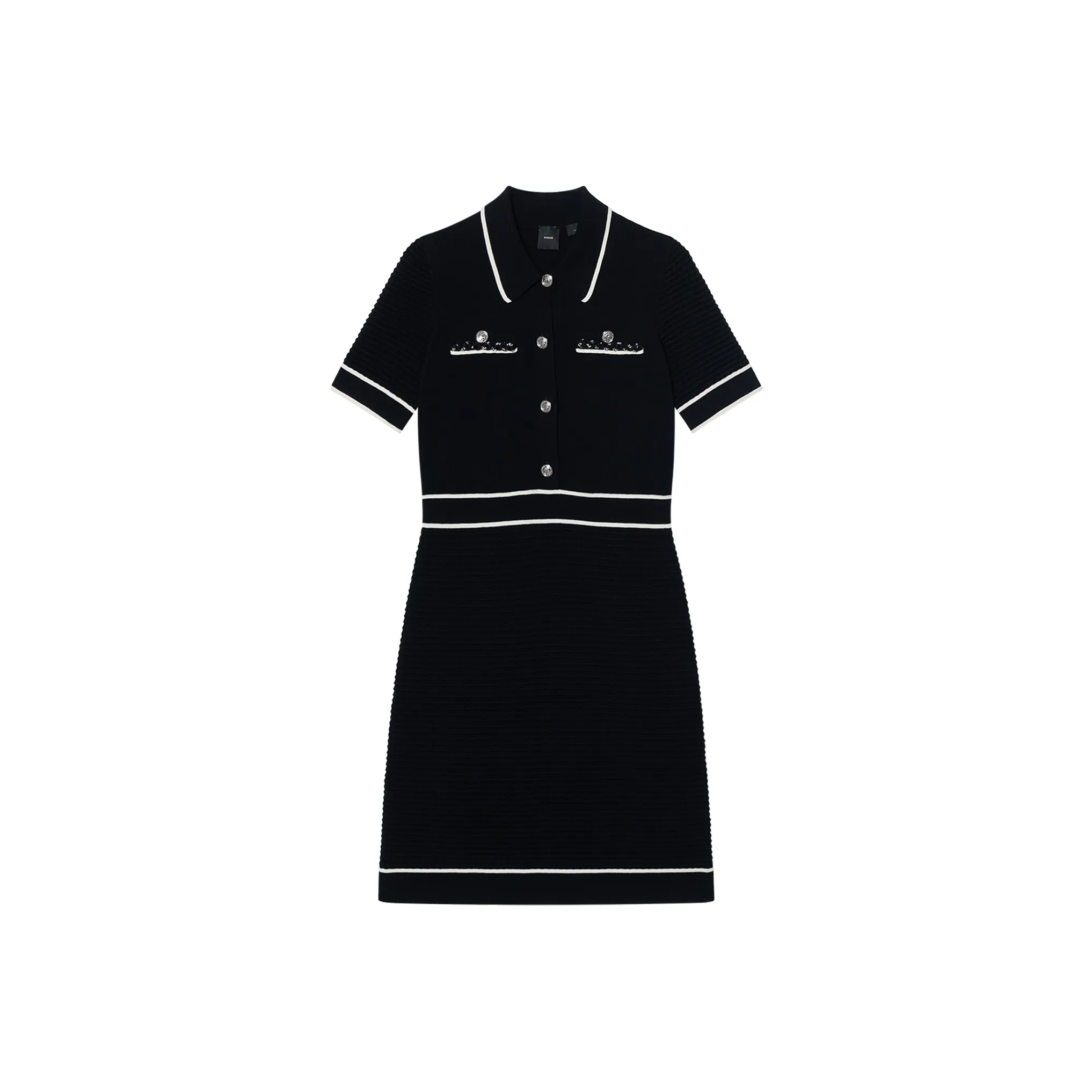 PINKO Черные Женские Короткие Платья с Длинными Рукавами