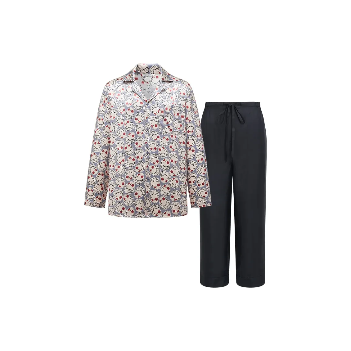 NOT JUST PAJAMA Шелк Мужской Длинный Рукав Пижама Мужская