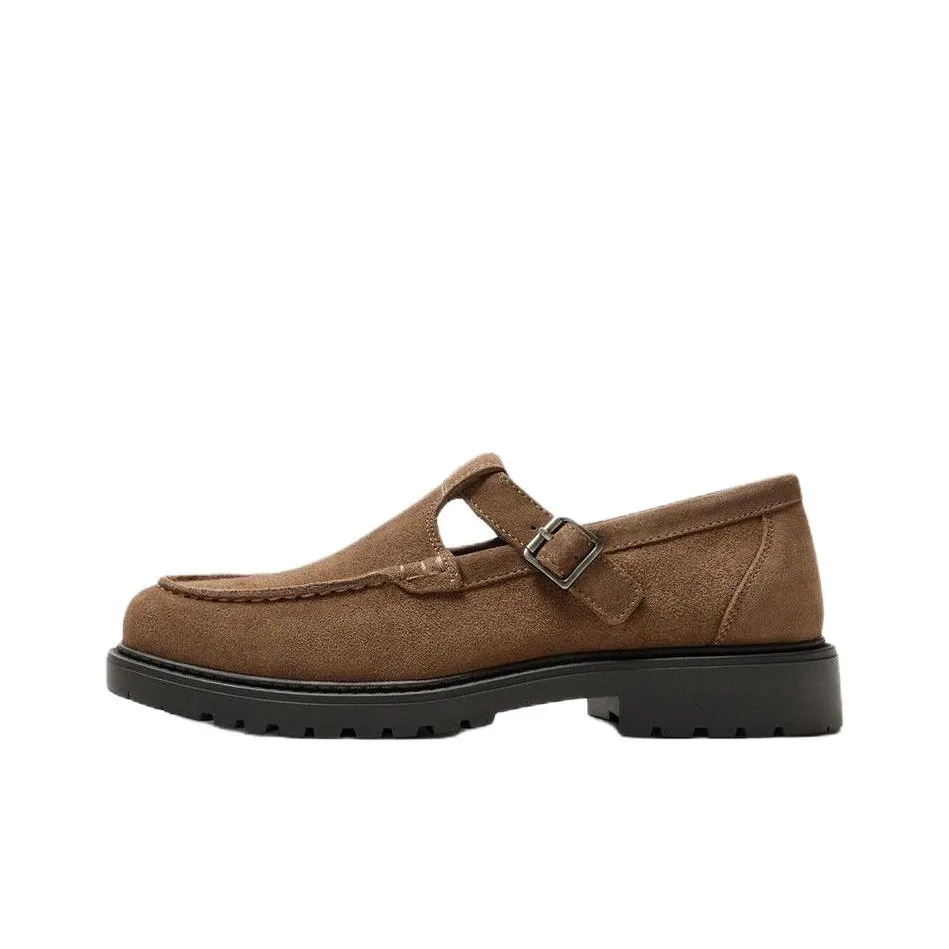 ZARA Грубый каблук Туфли Мэри Джейн Мужской Коричневый