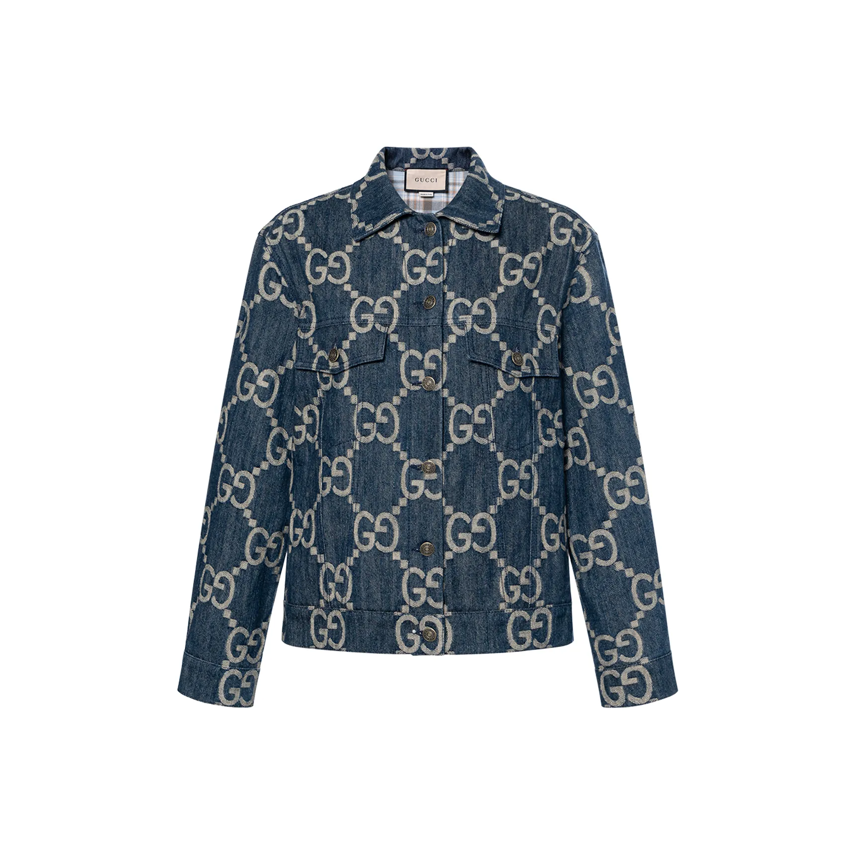 GUCCI Women's Gg Denim Jacket Blue/Ivory