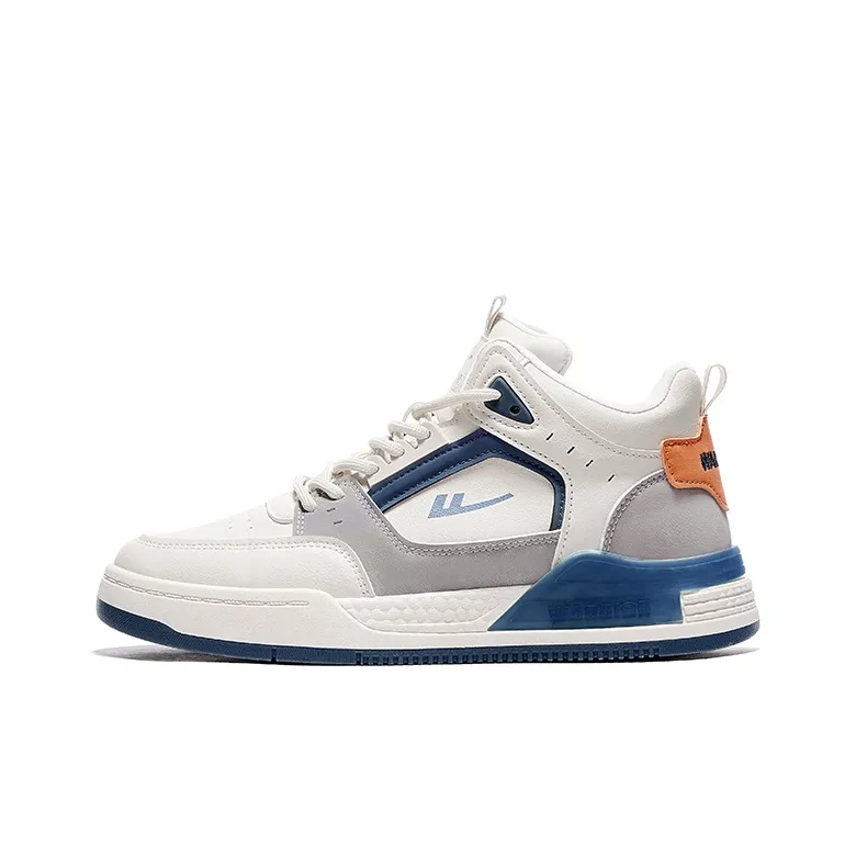 Warrior Износостойкий Легкий Дышащий и Без нижнего слоя. Высокий топ Скейтборд Кроссовки Мужские Бежево-синие