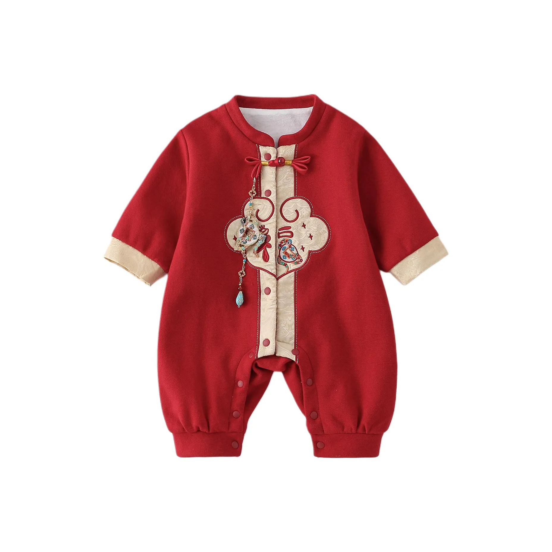 XiaoJinBu Темно-красные комбинезоны / ползунки для малышей