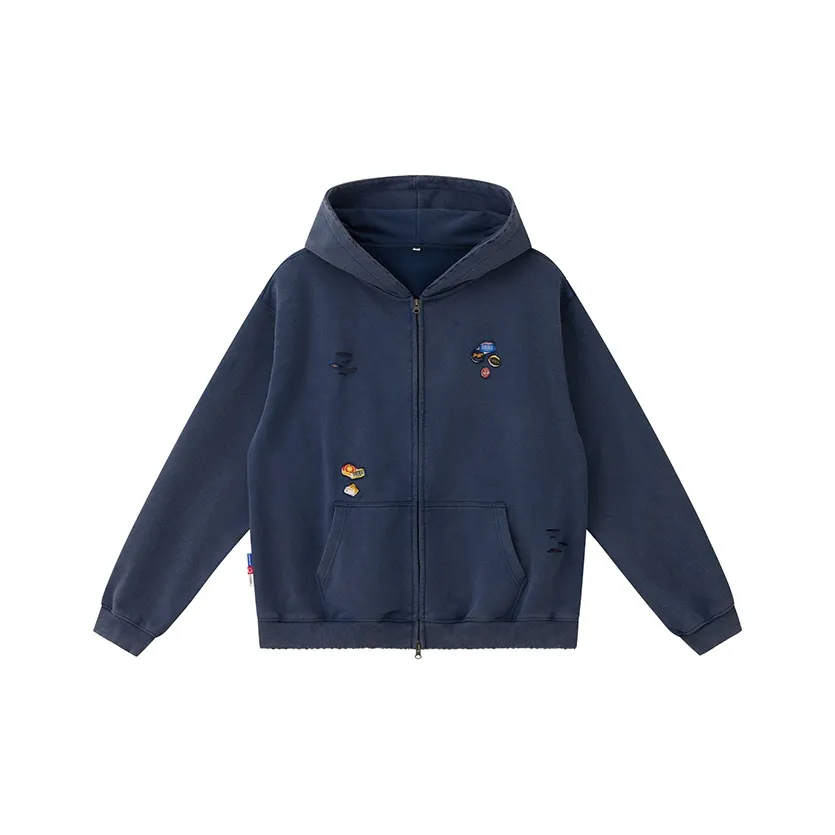 LOVE ME LATER Двойной слой открытый передний молния худи унисекс