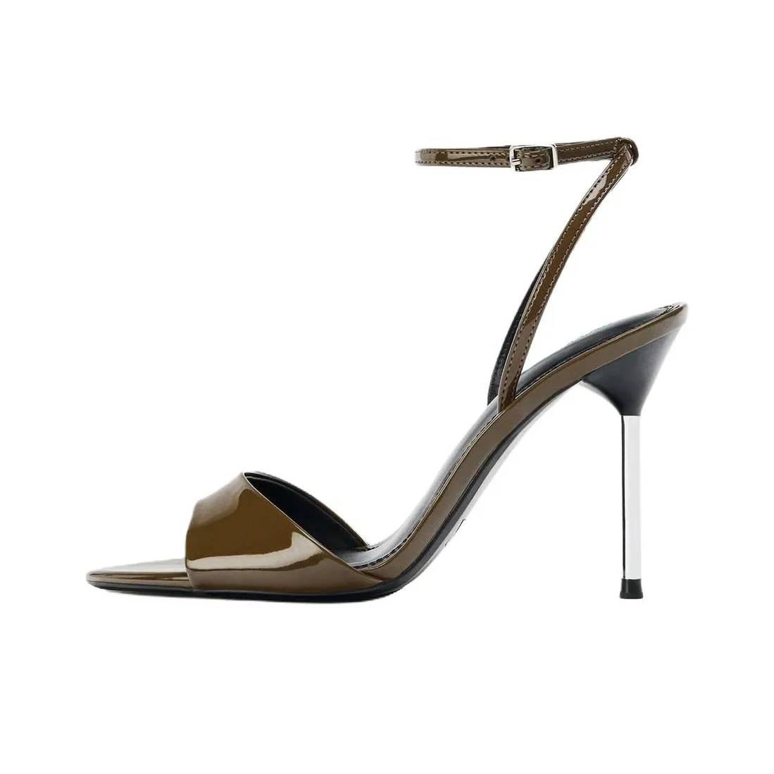 ZARA One Ремень Сандалии 11 см Женские Хаки Зеленый