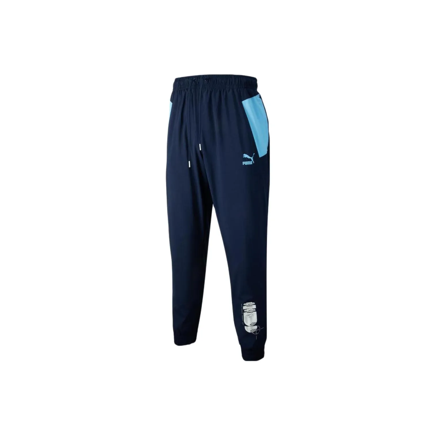 PUMA X PLAYSTATION Вязаные тренировочные брюки мужские твидового синего цвета