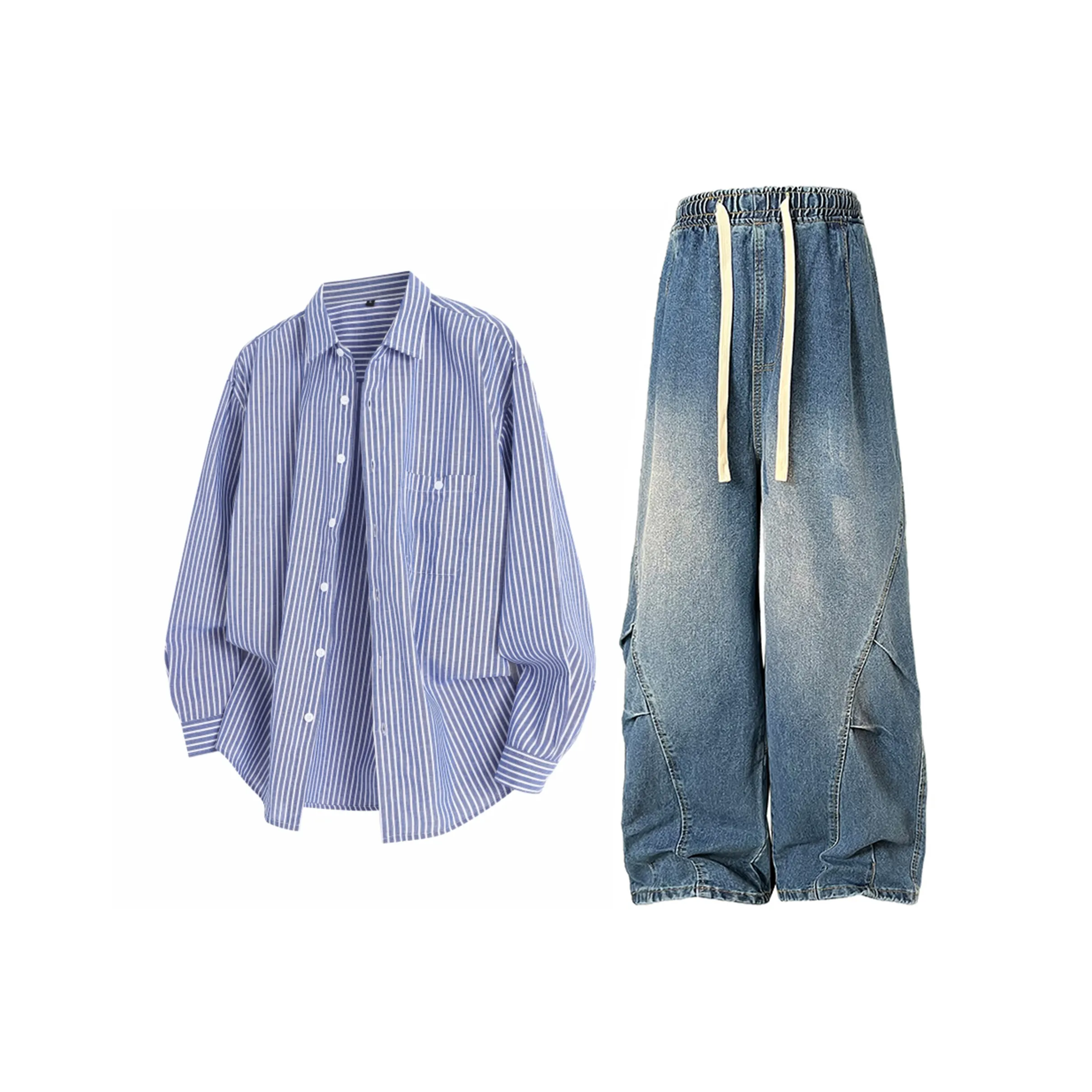 CPD Комплект Рубашка для Мужчин Стильный Длинный Рукав Рубашка с Премиум Курткой Унисекс