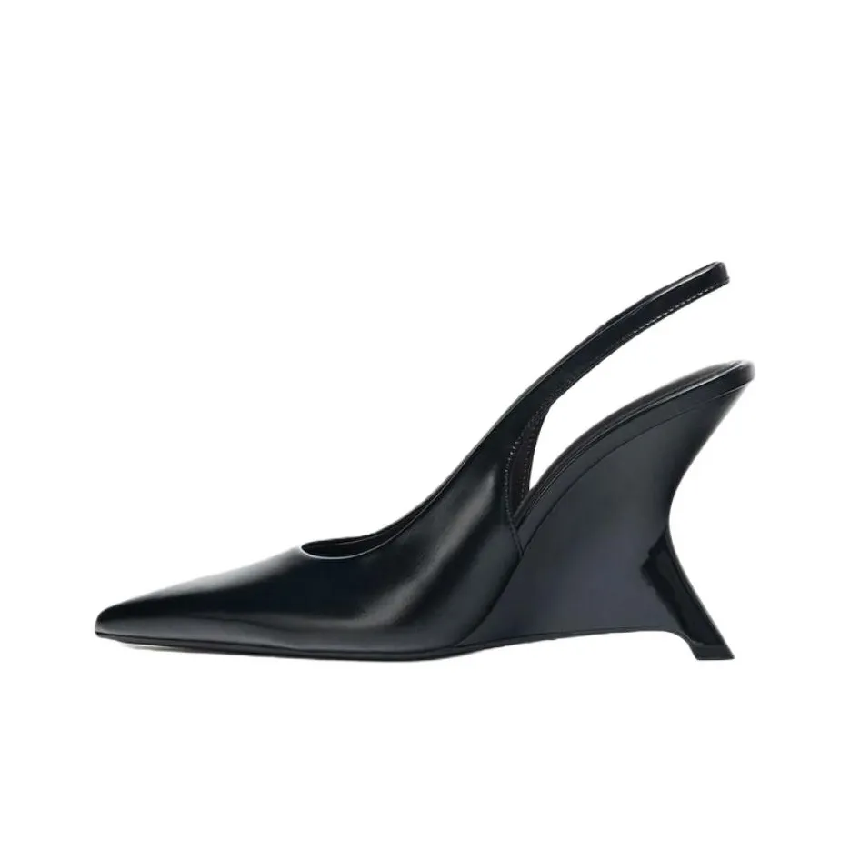 ZARA Клиновидный каблук Высокие каблуки 10 см Женские Черный