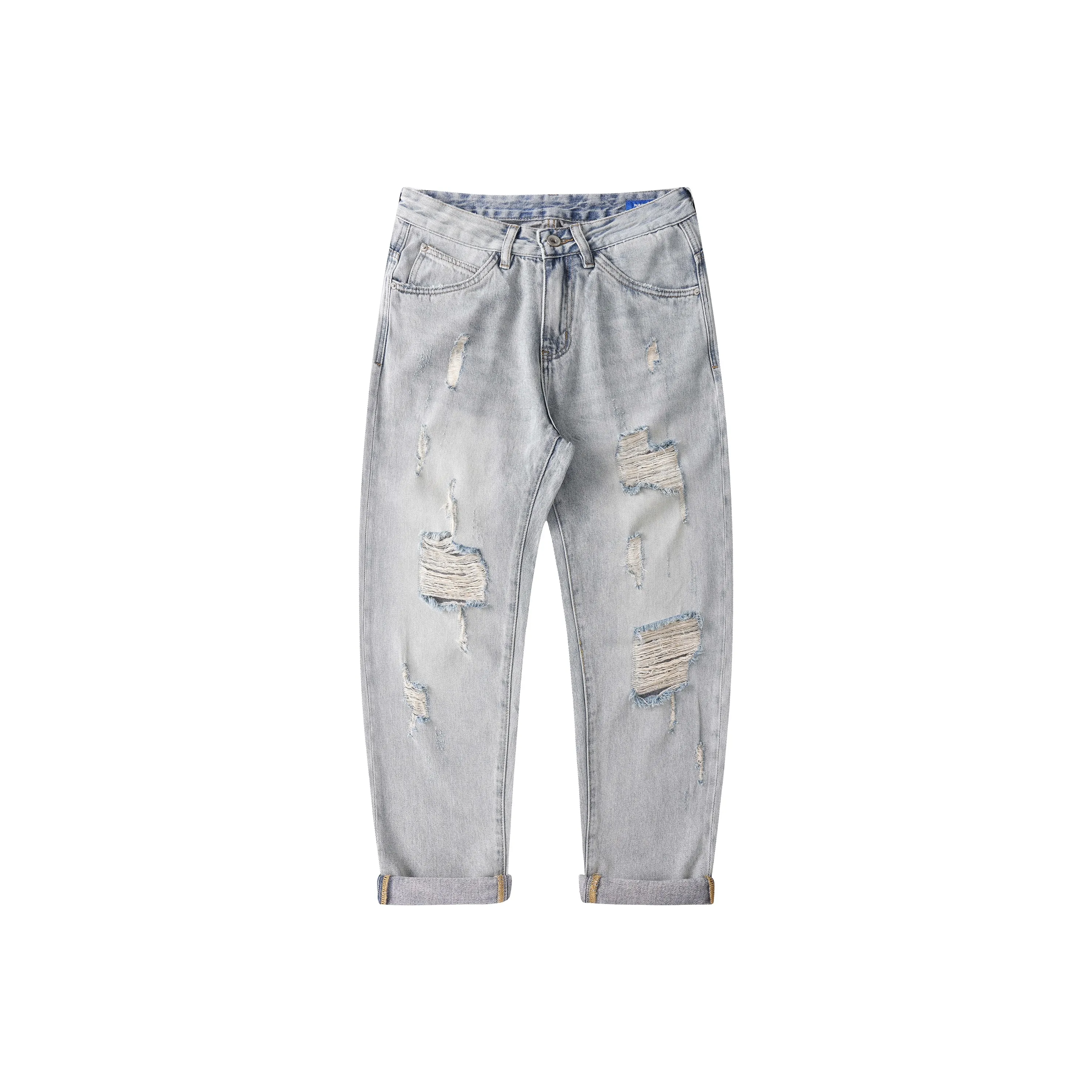 FAIRWHALE Джинсы Унисекс Gift Box Set Включено Рваные Джинсовый синий