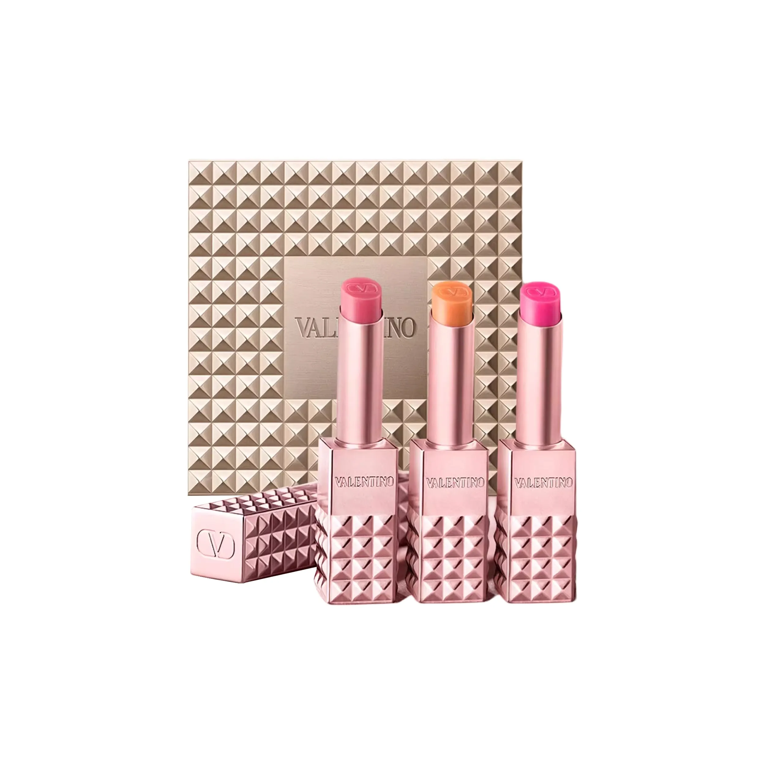 Valentino Ограниченная Коллекционная Пудра Помада Lip Balm Подарочная Коробка Глянцевая Легкая для Смесью Естественный 2,3г*3