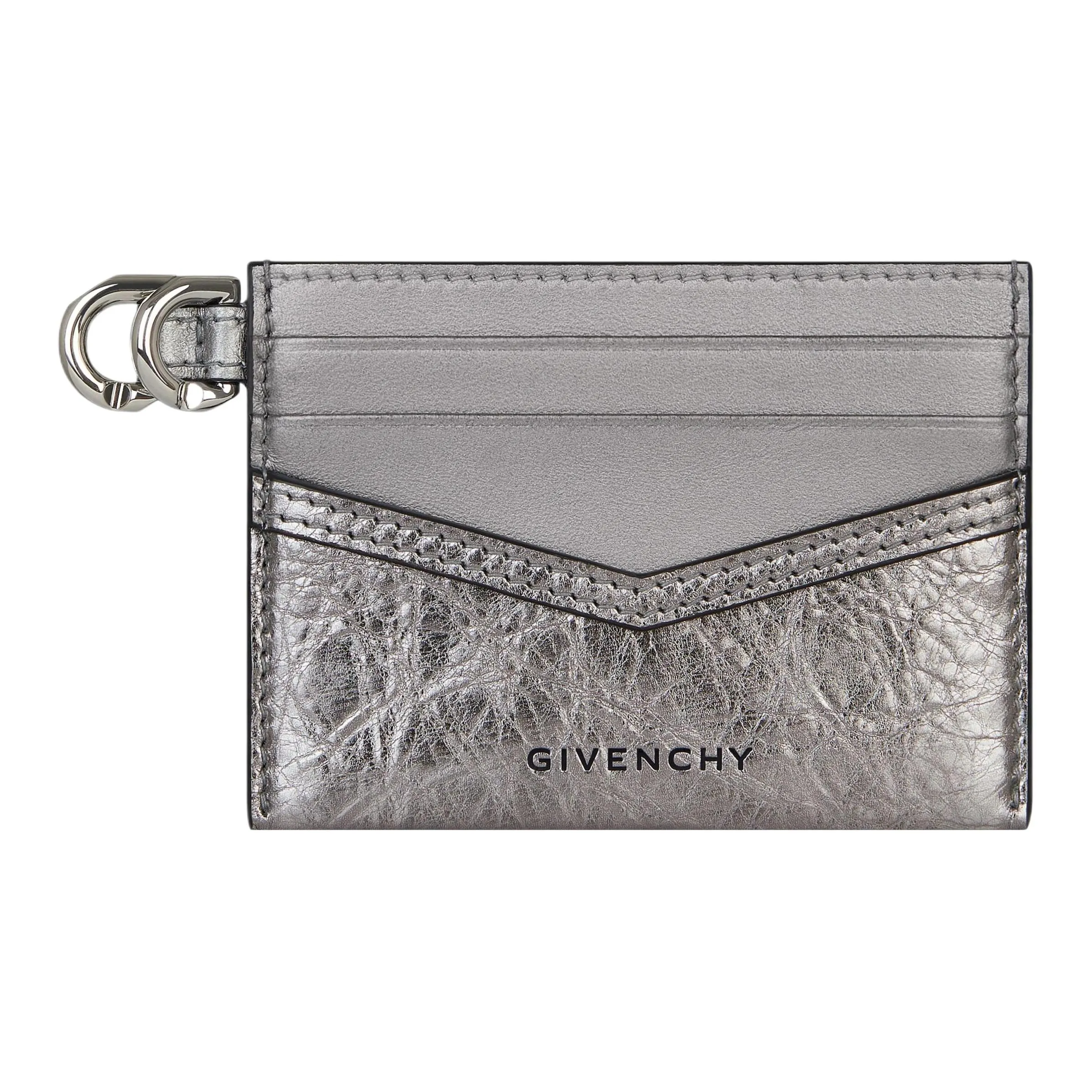 Givenchy Ламинированная овечья кожа держатель для карт женский серебряный серый