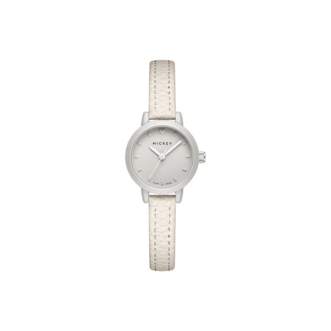 Disney Mickey Series Кварцевый механизм Кожаный ремешок Часы Женские Серый циферблат