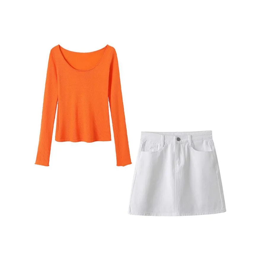 MARIE·COCO Апельсин Топ+Юбка Женские Комплекты с Юбкой