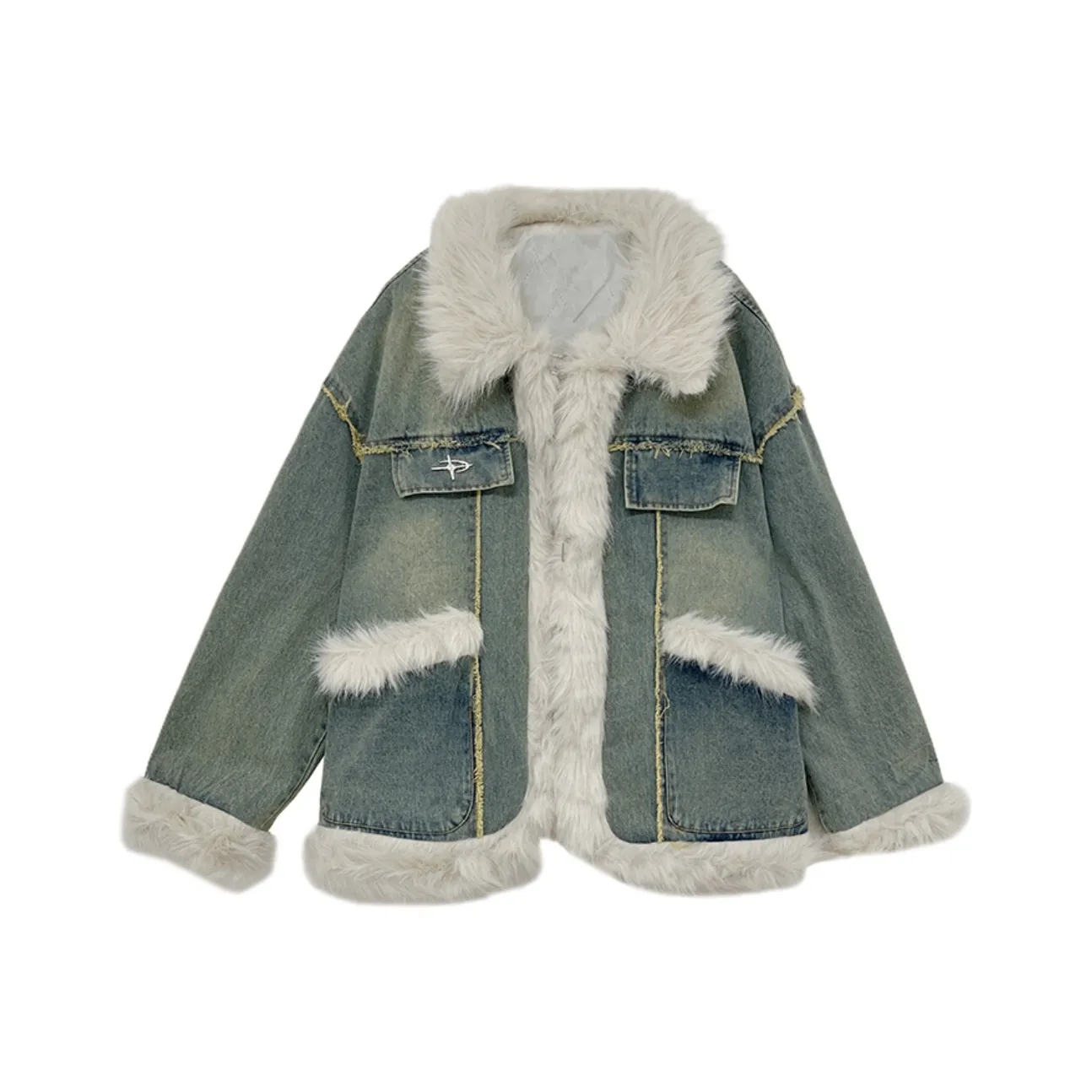 VKXOW Синий Женские Бархатные Куртки