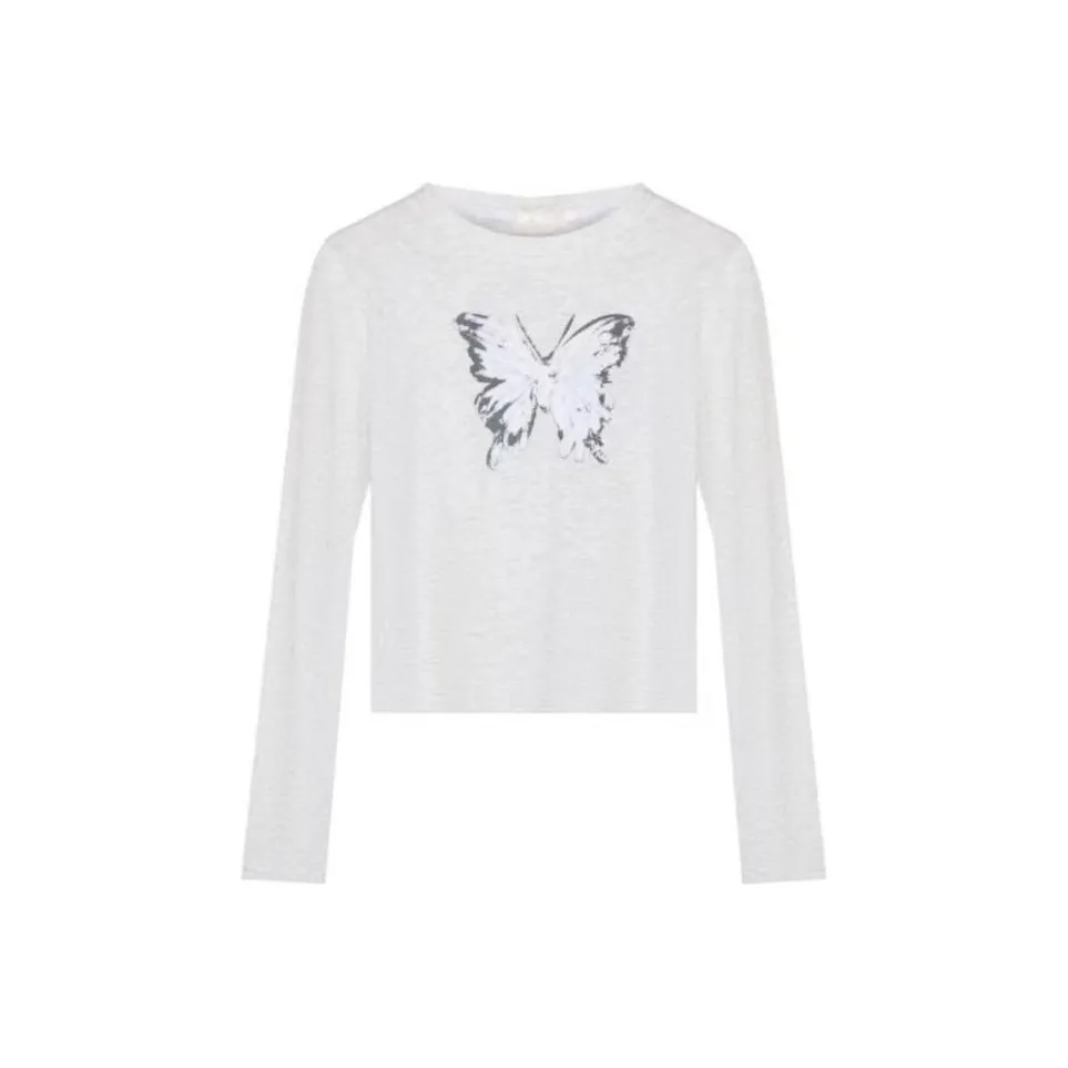 EMDPN Дизайн Inspired Бабочка Принт Облегающий крой Городской CHIC Стиль Основа Рубашка Топ Женские