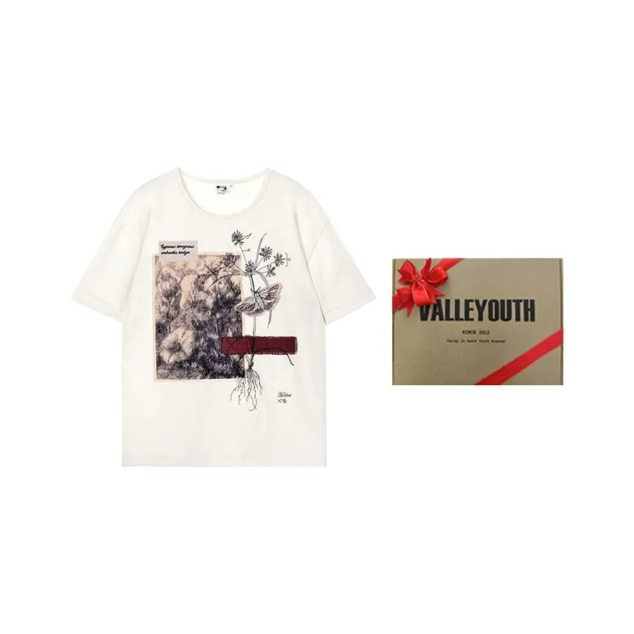 VALLEYOUTH Drop Shoulder Sleeve T Shirt Unisex Light Linen