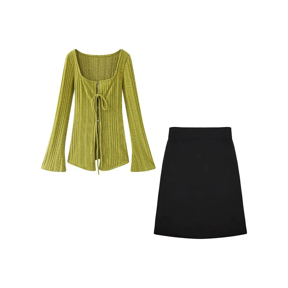 MARIE·COCO Зеленый Топ+Юбка Женские Комплекты с Юбкой