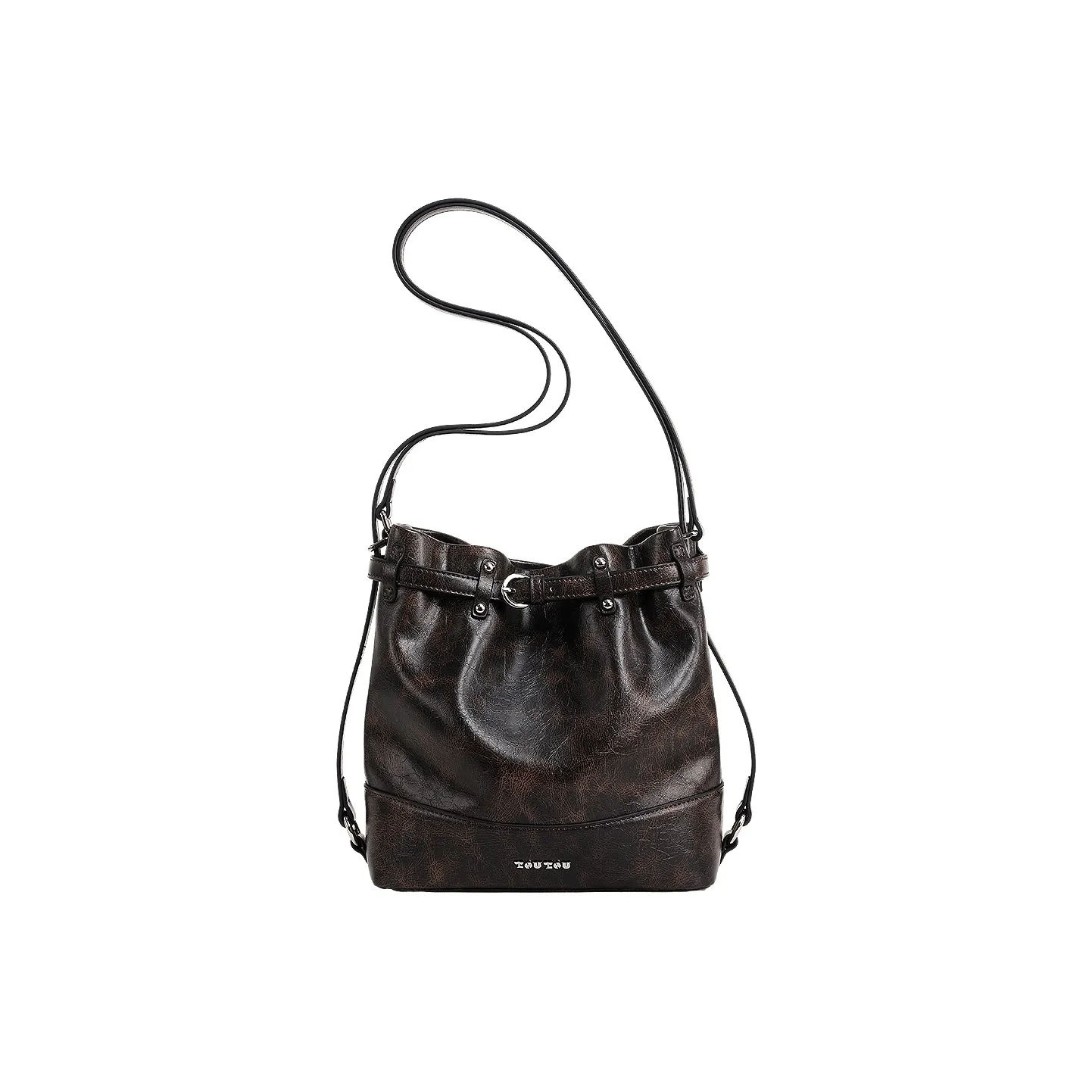 TOUTOU Сумка через плечо из синтетической кожи стандартная женская шоколадного цвета