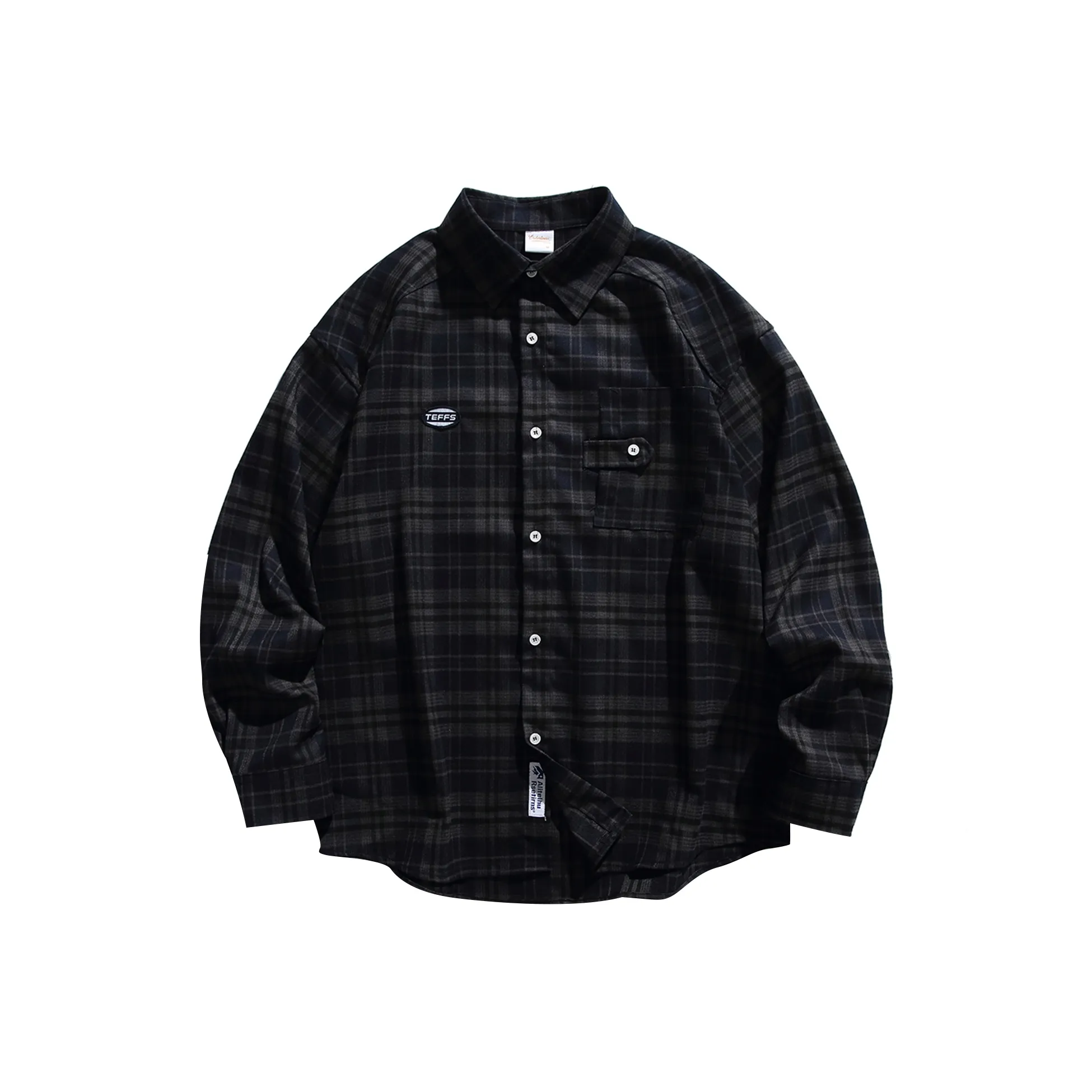 UNDOMAZE Весенний Осенний Отложной воротник Длинный рукав Рубашка Свободного кроя Мужская