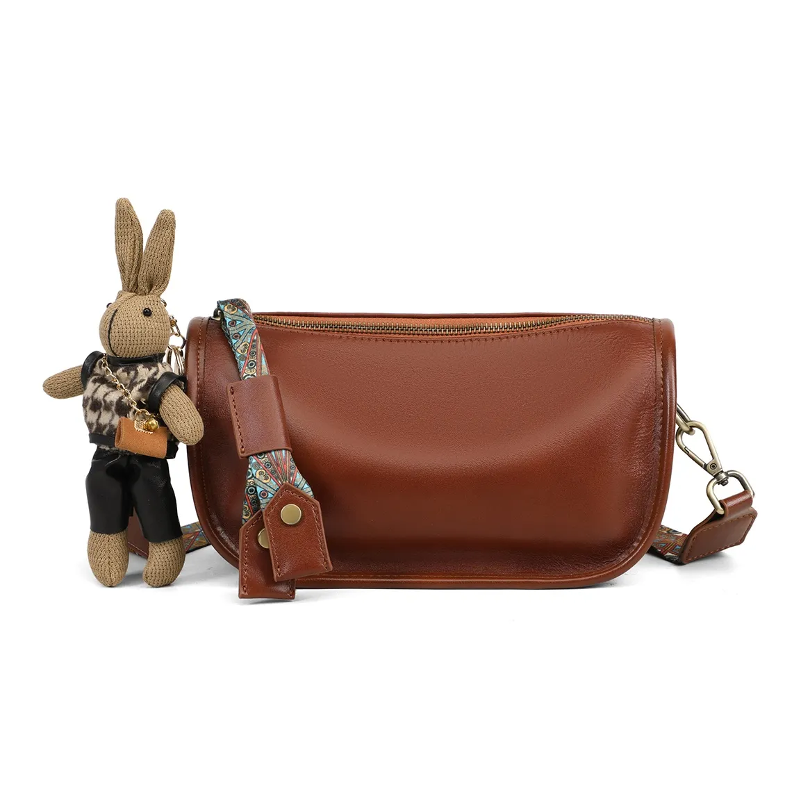 PT'SON Коровья кожа Сумка через плечо Стандартная Женская Коричневый Белый