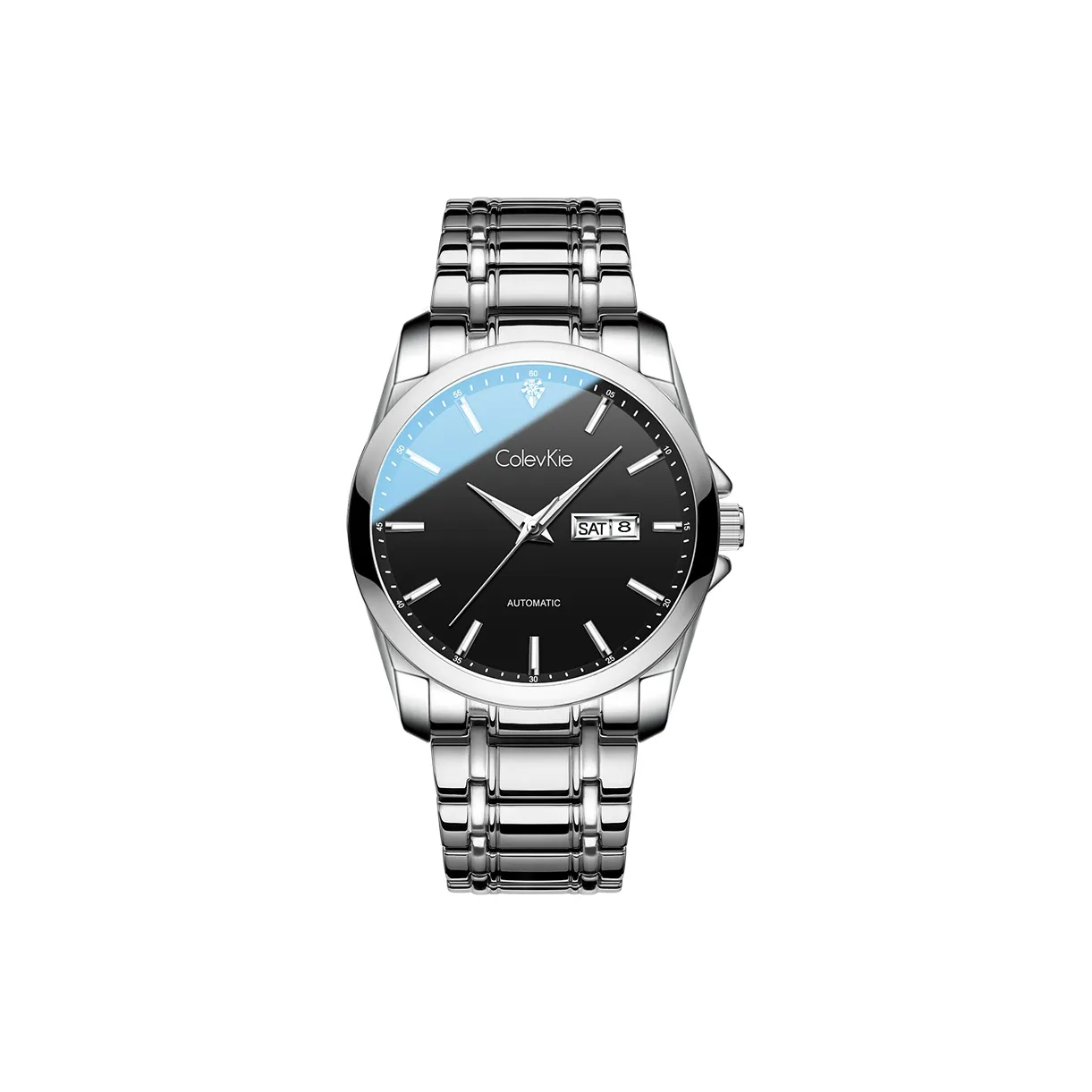 ColevKie Automatic Mechanical Movement Steel Strap Men's Watches Black Dial