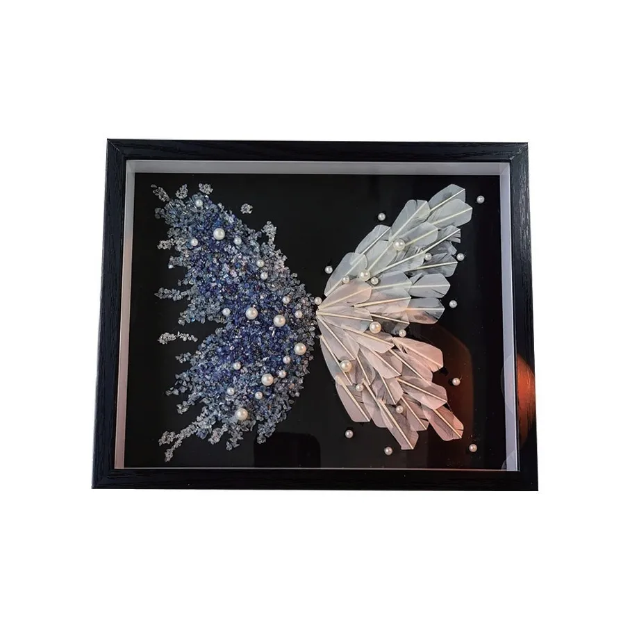 ZOCO Ледяной Синий Кристалл Перо Бабочка Рамка для Фотографии DIY Материал с Подставкой для Настольного ПК Рамка для Фотографии DIY Игрушки