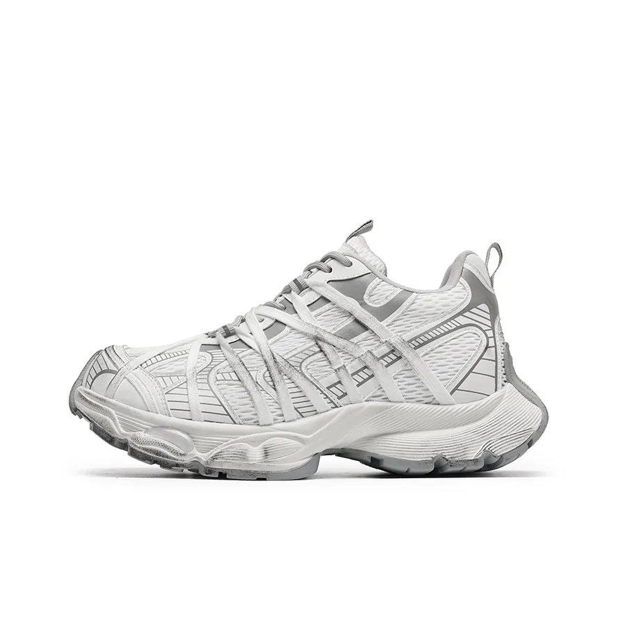 Angelmi Аbrasion Resistant Дышащий Увеличивающий Высоту Низкий Топ Кроссовки с Толстой Подошвой Унисекс Грязно-Белый