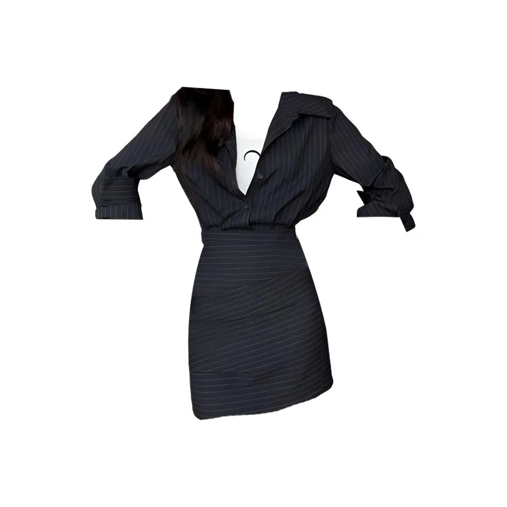 ONE PASS STUDIO Полосы Женские Длинные Платья с Рукавами