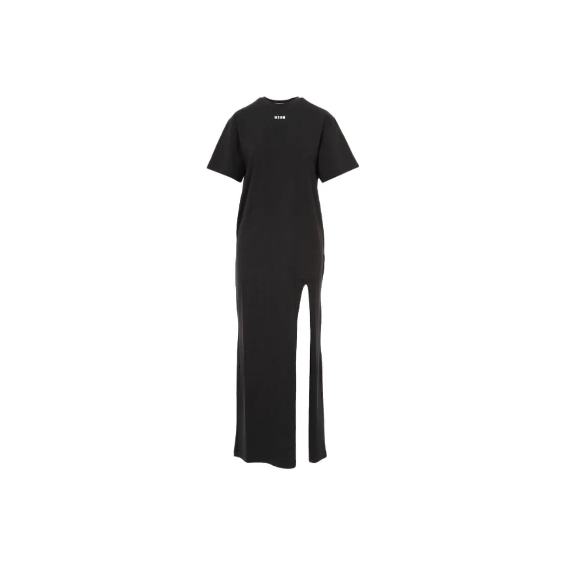 MSGM Logo Printed Side Slit Maxi Dress