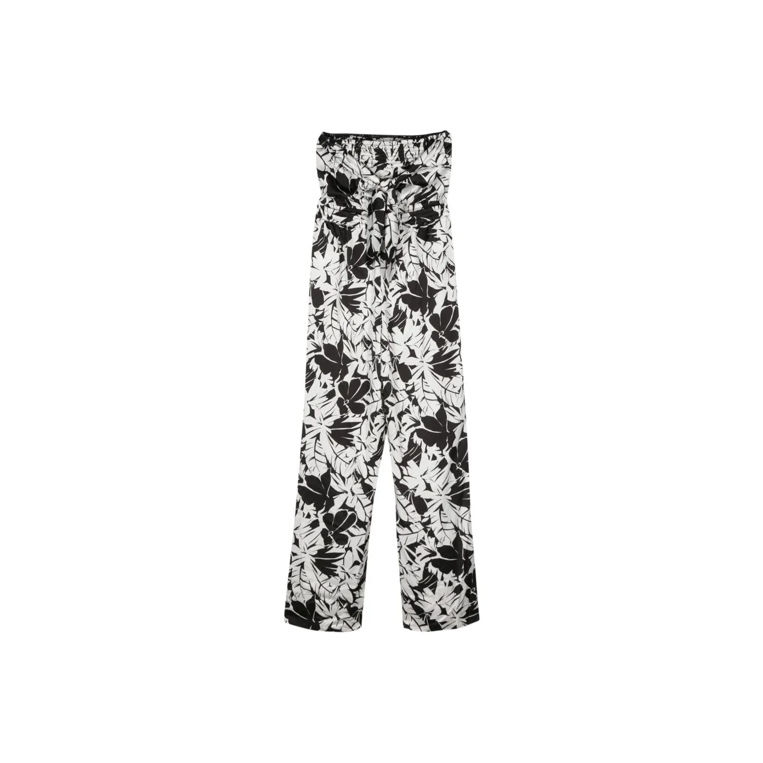 MICHAEL KORS Palm Print Satin Tie-Back Jumpsuit