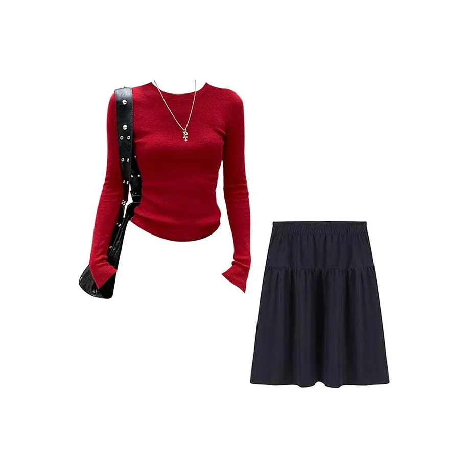 MARIE·COCO Красный топ + юбка Женские комплекты с юбкой