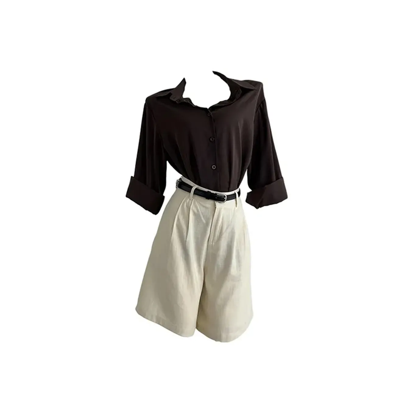 COVER TIME Коричневый топ + экрю штаны женские повседневные костюмы