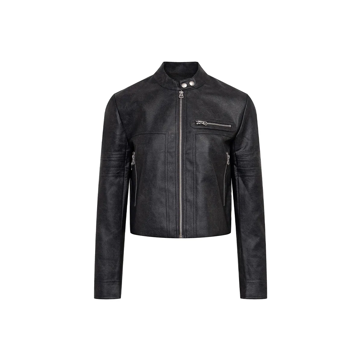 Ariseism Байкер Позиционирование стиля PU кожа Куртка CROP TOP Женские Осеннее Пальто Топ Женские