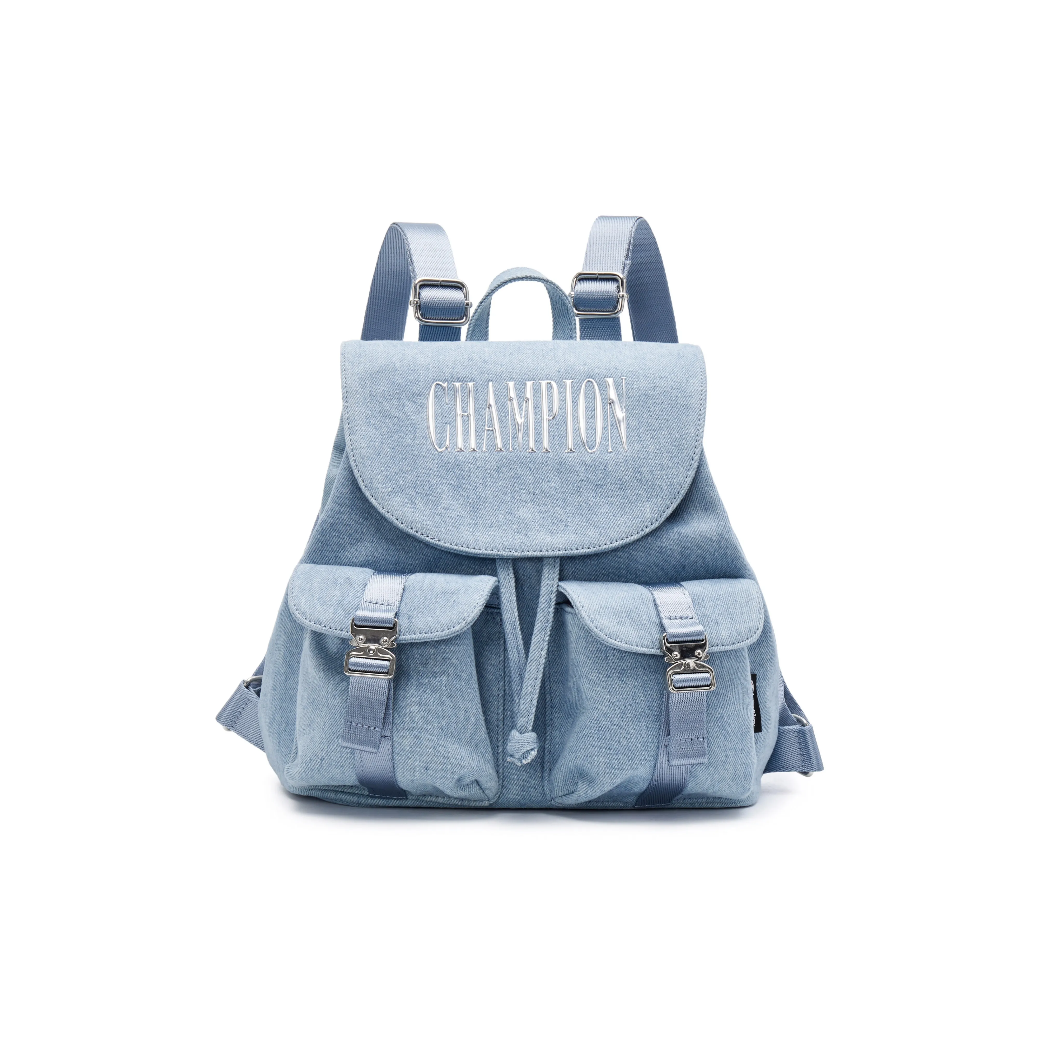 Champion Ткань Рюкзак Маленький Unisex Light Деним Синий Шампанское Золото Черный