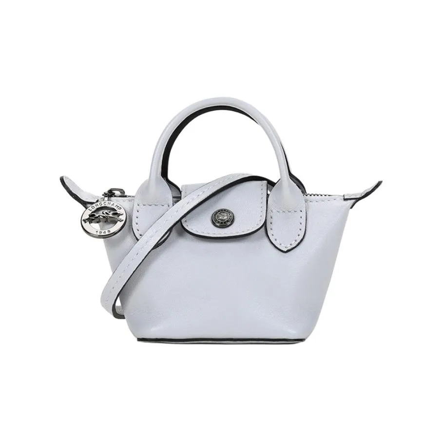 LONGCHAMP Le Pliage Cuir Овчина Пельменная Сумка Сумка через плечо Сумка на одно плечо Мини Сумка Женская Серого цвета