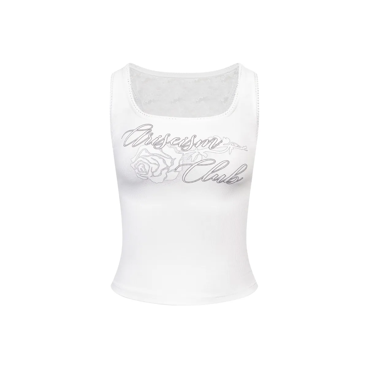 Ariseism U-образный вырез Кружевной топ на бретелях Женский Летний Горячая девушка Облегающий крой Топ Женский